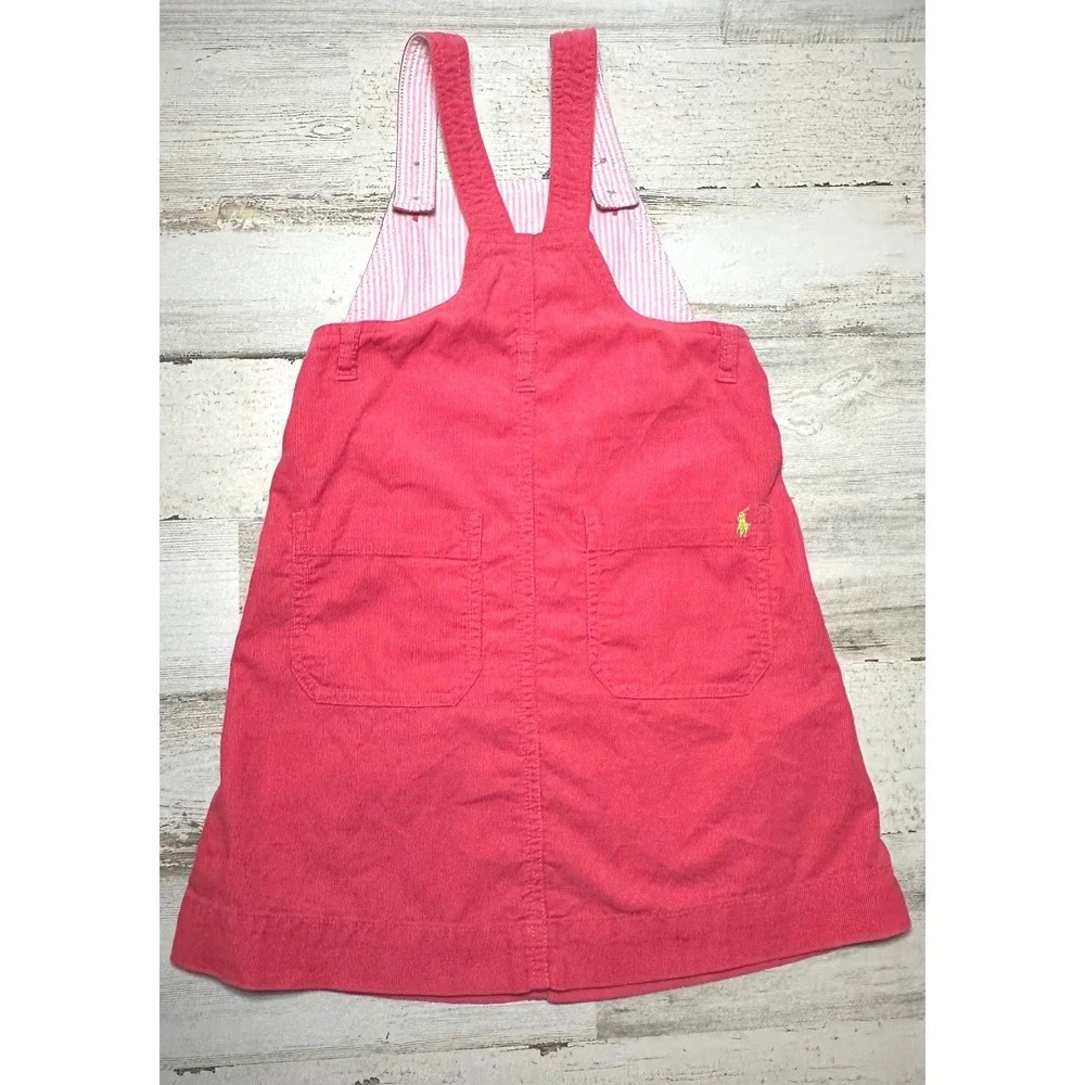 Polo Ralph Lauren Jumper Dress Kids Size 5 Pink Excellent Corduroy Pony Logo